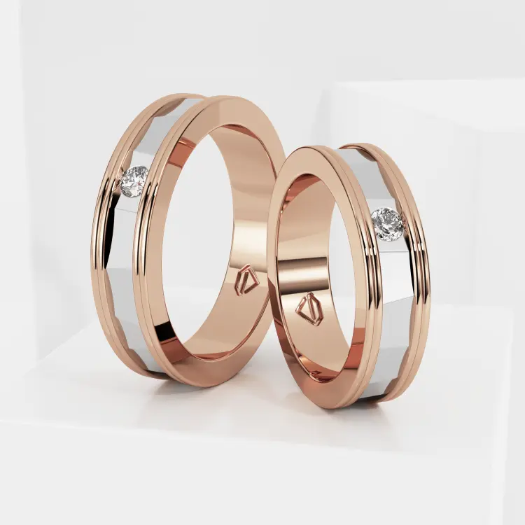 Обручальные парные кольца из розового золота 585 пробы (228)