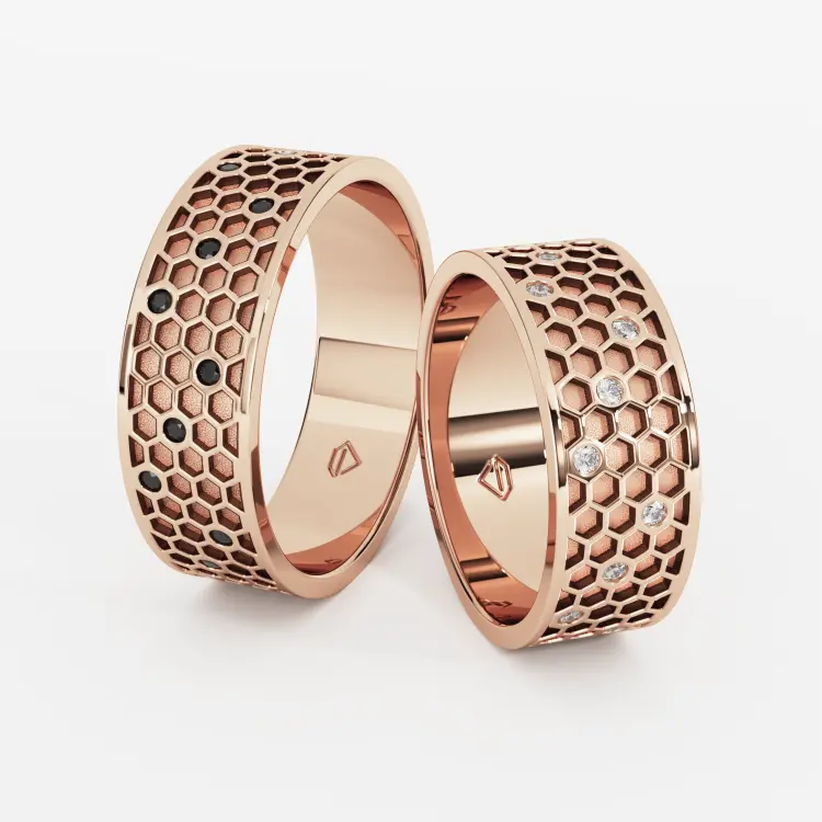 Обручальные парные кольца из розового золота 585 пробы (230)