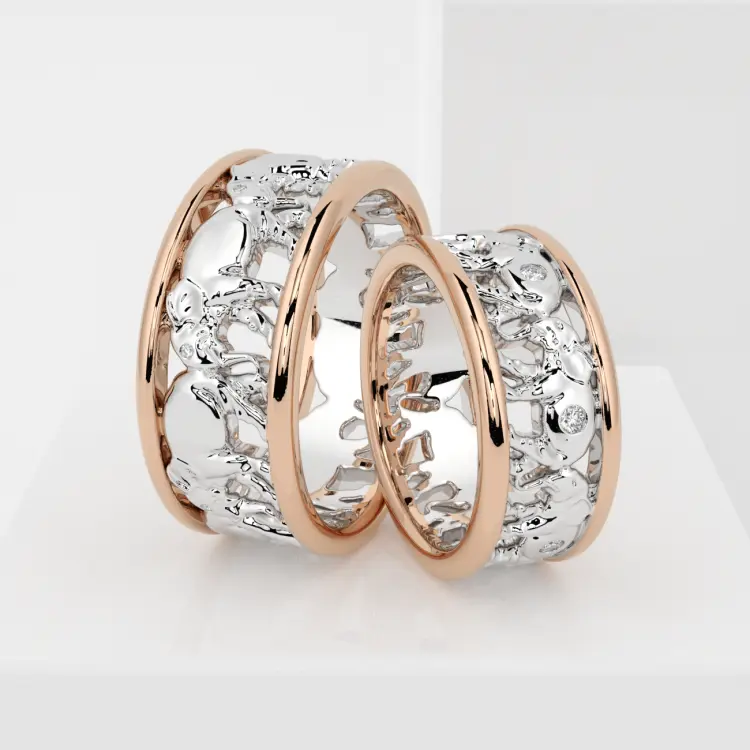 Обручальные парные кольца из розового золота 585 пробы (232)