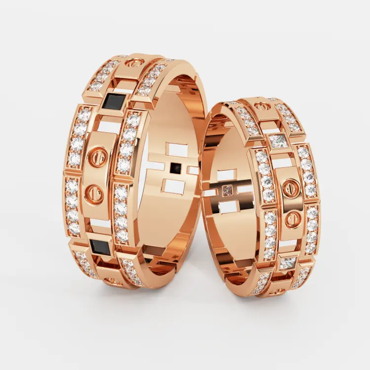 Обручальные парные кольца из розового золота 585 пробы (233)