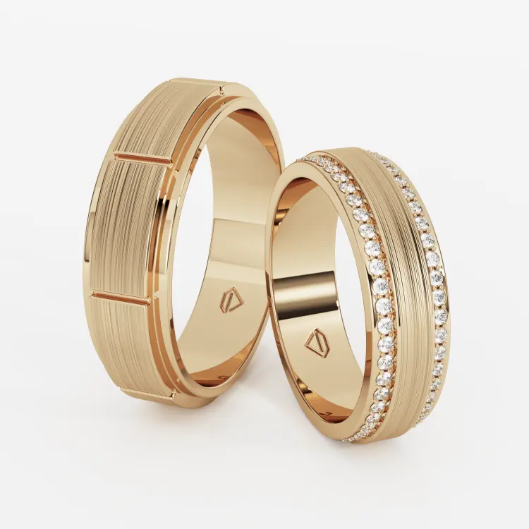 Обручальные парные кольца из желтого золота 585 пробы (235)