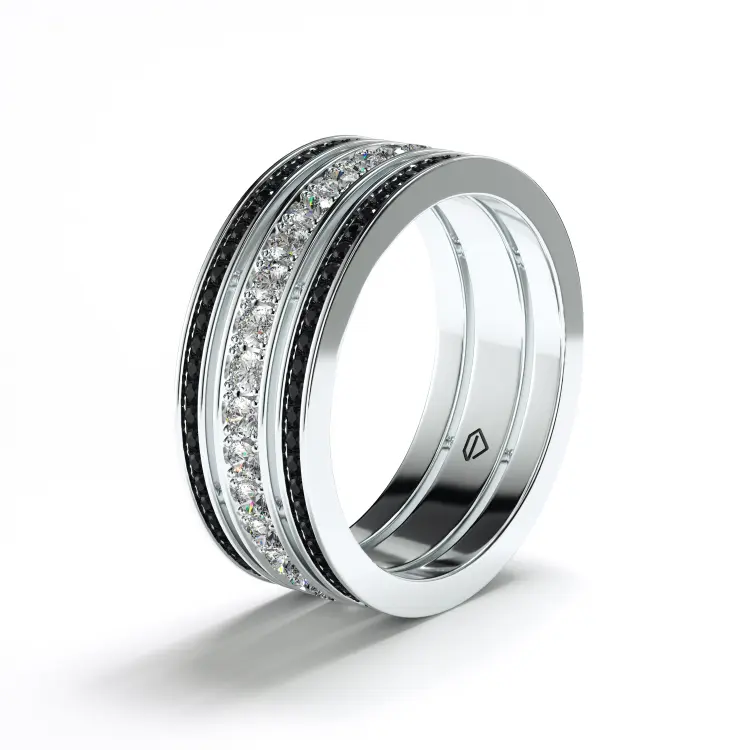 Обручальное мужское кольцо из белого золота 585 пробы (731M)