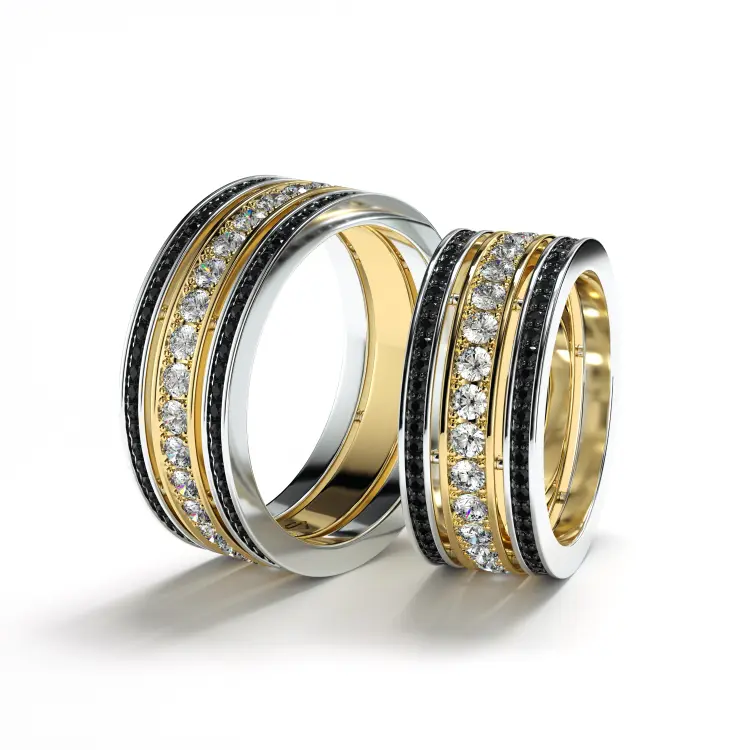 Обручальные парные кольца из белого золота 585 пробы (248)