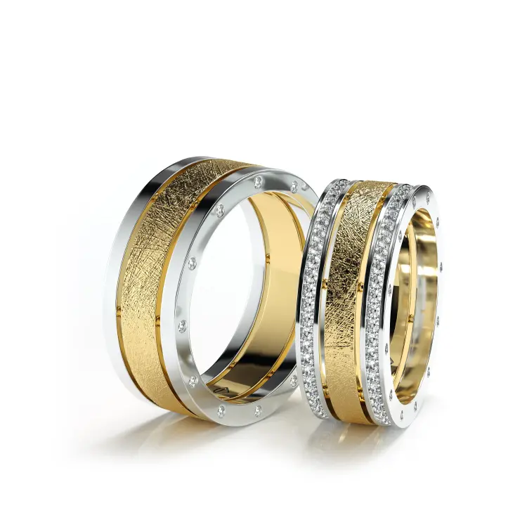 Обручальные парные кольца из белого золота 750 пробы (251)