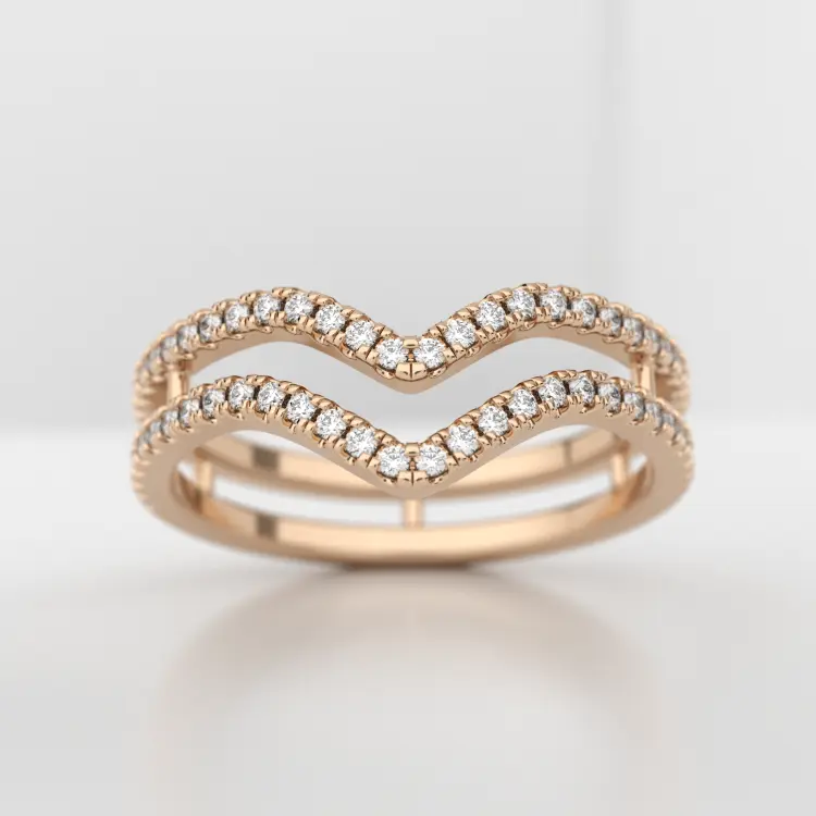 Обручальное женское кольцо из розового золота 585 пробы (unicue3001)