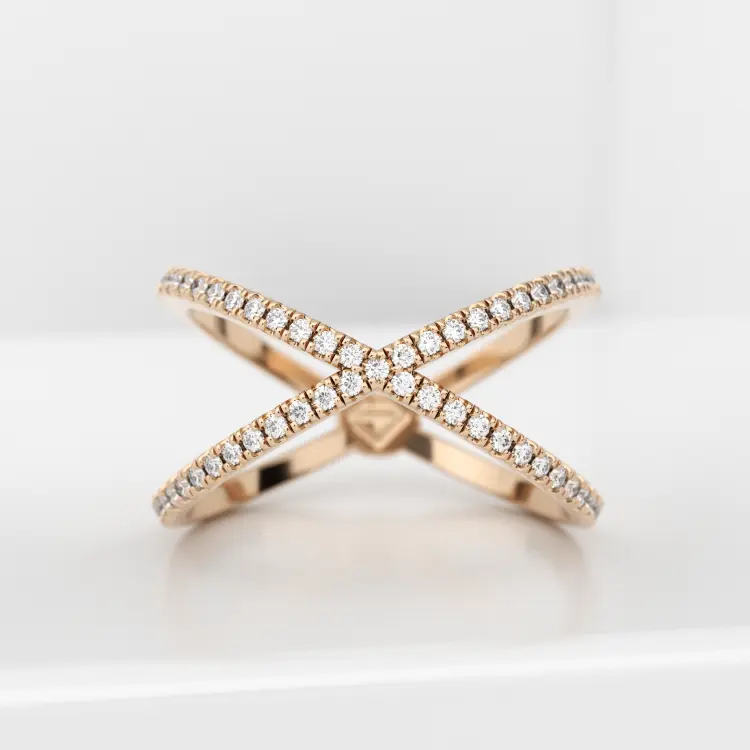 Обручальное женское кольцо из розового золота 585 пробы (unicue3003)