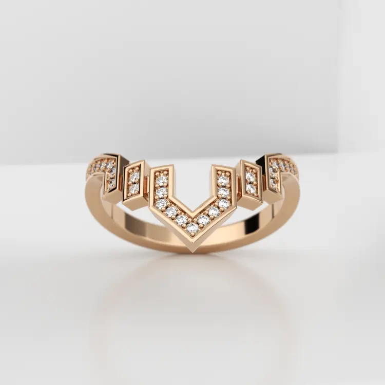 Обручальное женское кольцо из розового золота 585 пробы (unicue3004)