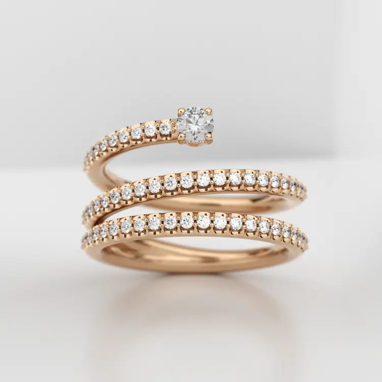 Обручальное женское кольцо из розового золота 585 пробы (unicue3005)
