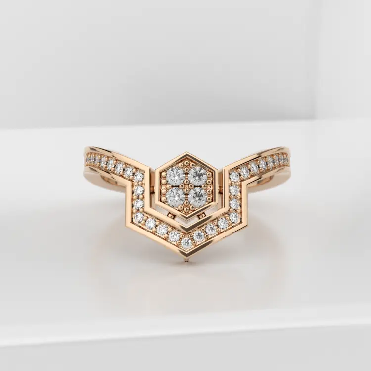 Обручальное женское кольцо из розового золота 585 пробы (unicue3006)